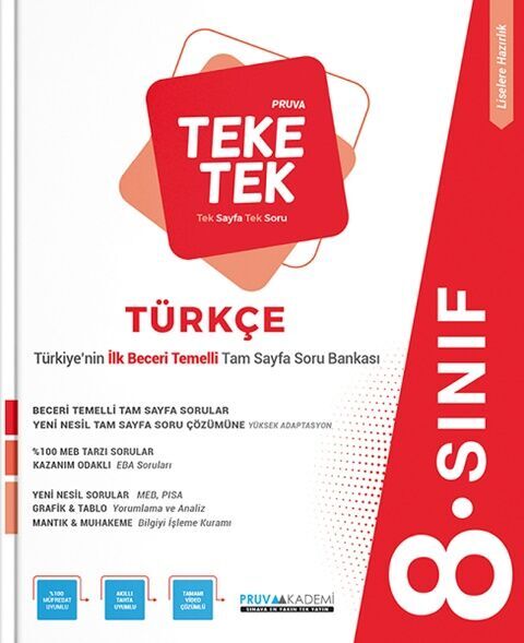 Pruva Akademi Yayınları 8. Sınıf Teke Tek Soru Bankası Türkçe - Pruva Akademi Yayınları kitap kapağı