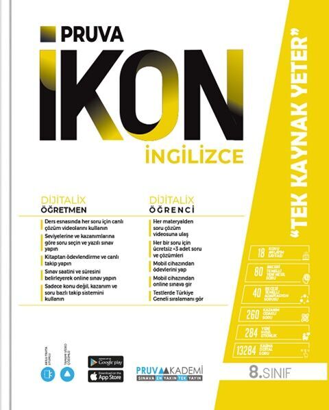 Pruva Akademi Yayınları 8. Sınıf İkon Etkinlikli Soru Bankası İngilizce (kuşe Kağıt) - Pruva Akademi Yayınları kitap kapağı