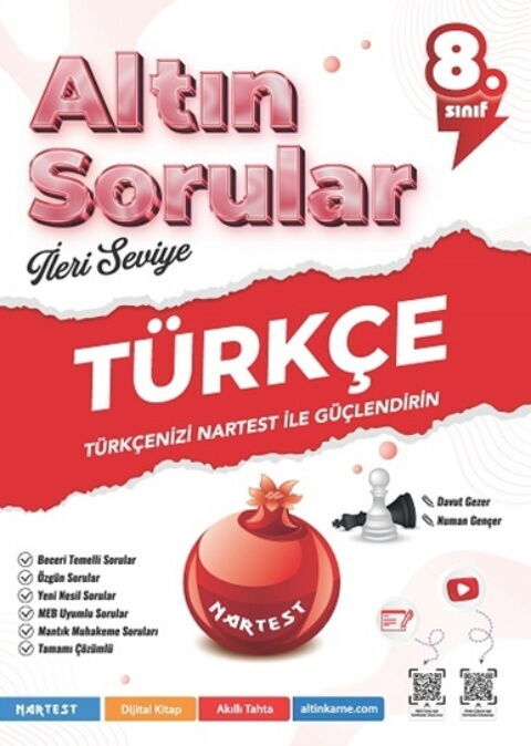 8. Sınıf Altın Sorular Türkçe Soru Bankası - Nartest Yayınevi kitap kapağı