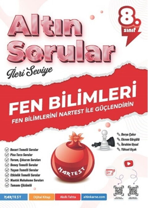 8. Sınıf Altın Sorular Fen Bilimleri Soru Bankası - Nartest Yayınevi kitap kapağı