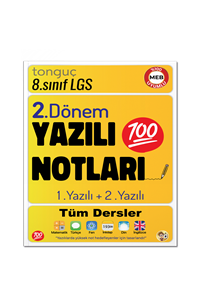 8. Sınıf Yazılı Notları 2. Dönem 1 ve 2. Yazılı - Tonguç Akademi kitap kapağı