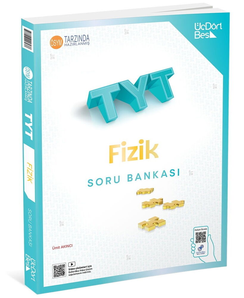 TYT Fizik Soru Bankası - Güncel Baskı - Üç Dört Beş Yayınları kitap kapağı