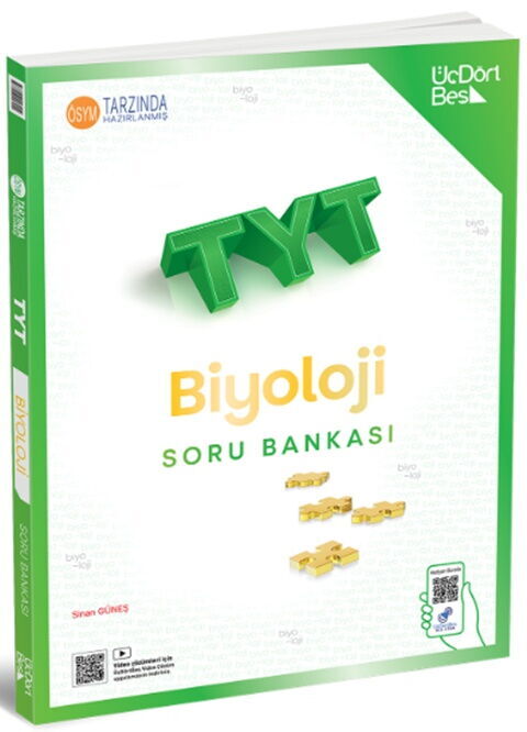 TYT Biyoloji Soru Bankası - Güncel Baskı - Üç Dört Beş Yayınları kitap kapağı