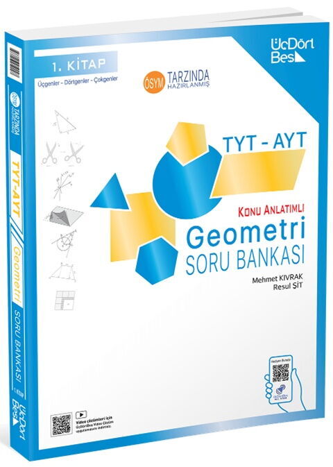 TYT-AYT Geometri Soru Bankası - Güncel Baskı - Üç Dört Beş Yayınları kitap kapağı