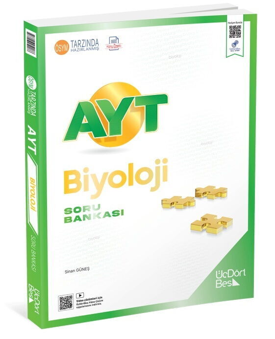 AYT Biyoloji Soru Bankası - Güncel Baskı - Üç Dört Beş Yayınları kitap kapağı