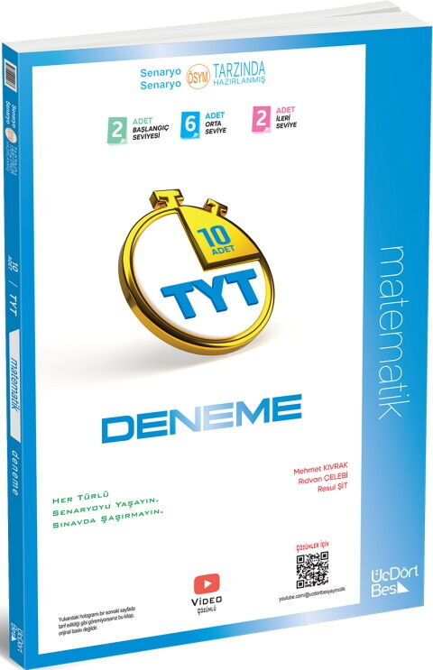 TYT Matematik 10'lu Deneme - 2026 Baskı - Üç Dört Beş Yayınları kitap kapağı