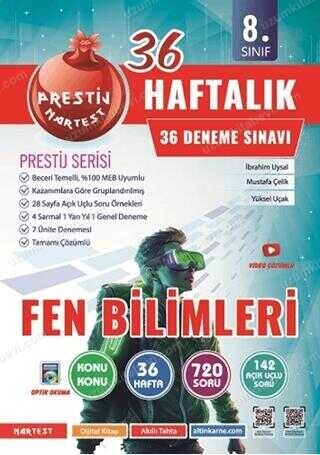 8. SINIF HAFTALIK FEN BİLİMLERİ DENEMELERİ - Nartest Yayınevi kitap kapağı
