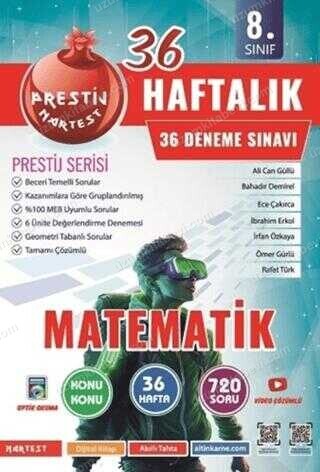 8. SINIF HAFTALIK MATEMATİK DENEMELERİ - Nartest Yayınevi kitap kapağı