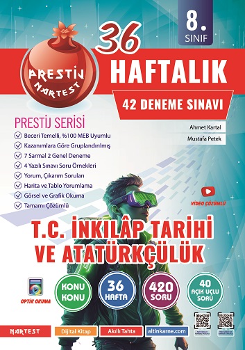 8. SINIF HAFTALIK T.C. İNKILAP TARİHİ VE ATATÜRKÇÜLÜK DENEMELERİ - Nartest Yayınevi kitap kapağı