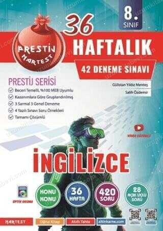 8. SINIF HAFTALIK İNGİLİZCE DENEMELERİ - Nartest Yayınevi kitap kapağı