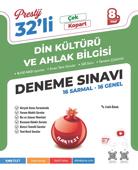 8. SINIF PRESTİJ DS DİN KÜLTÜRÜ VE AHLAK BİLGİSİ 32 DENEME SINAVI - Nartest Yayınevi kitap kapağı