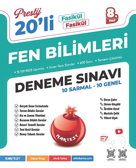 8. SINIF PRESTİJ DS FEN BİLİMLERİ 20 DENEME SINAVI - Nartest Yayınevi kitap kapağı