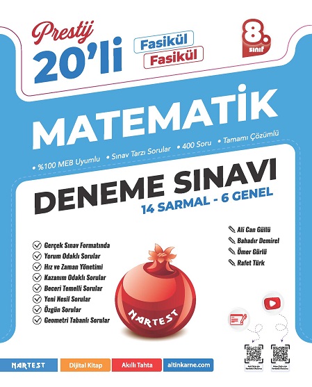 8. SINIF PRESTİJ DS MATEMATİK 20 DENEME SINAVI - Nartest Yayınevi kitap kapağı