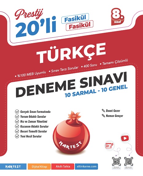 8. SINIF PRESTİJ DS TÜRKÇE 20 DENEME SINAVI - Nartest Yayınevi kitap kapağı