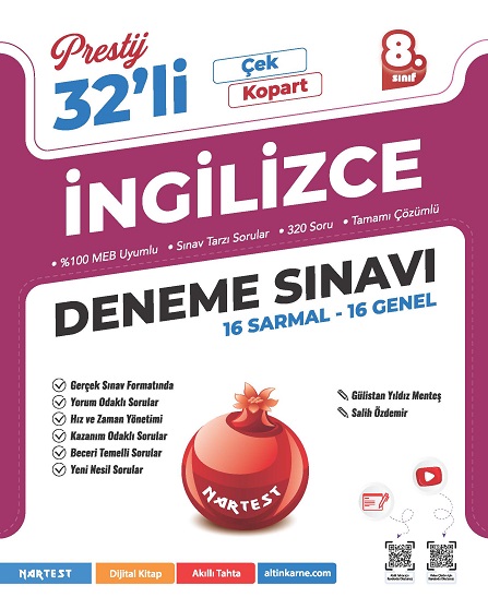8. SINIF PRESTİJ DS İNGİLİZCE 32 DENEME SINAVI - Nartest Yayınevi kitap kapağı