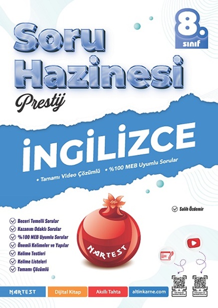 8. SINIF İNGİLİZCE SORU HAZİNESİ - Nartest Yayınevi kitap kapağı