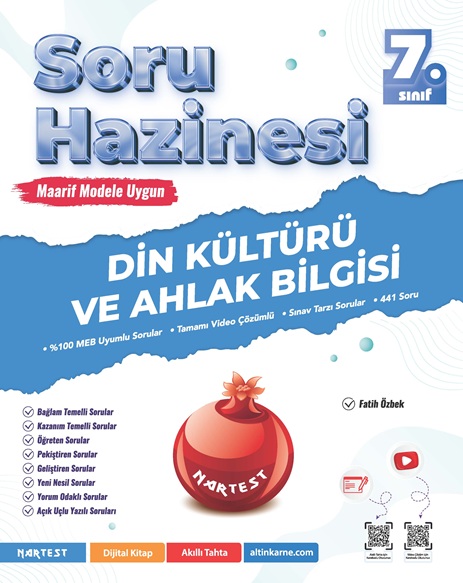 7. SINIF DİN KÜLTÜRÜ VE AHLAK BİLGİSİ SORU HAZİNESİ - Nartest Yayınevi kitap kapağı