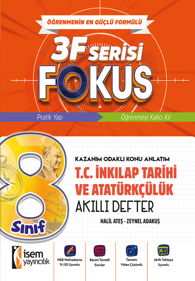 8.SINIF T.C. İNKILAP TARİHİ VE ATATÜRKÇÜLÜK AKILLI DEFTER - İsem Yayıncılık kitap kapağı