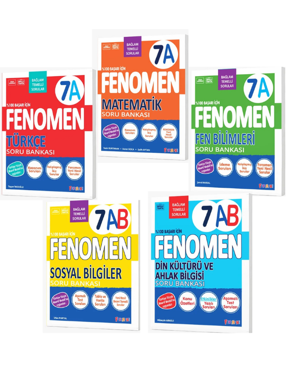 2027 7.Sınıf MAT A-TÜRKÇE A-FEN A-SOSYAL AB-DİN AB %100 Marif Yeni Müfredat Soru Bankası Seti - FENOMEN OKUL YAYINLARI kitap kapağı