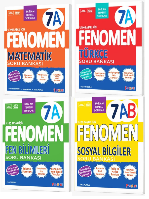 2027 7.Sınıf MATEMATİK A-TÜRKÇE A-FEN A-SOSYAL AB-%100 Marif Yeni Müfredat Soru Bankası Seti - FENOMEN OKUL YAYINLARI kitap kapağı