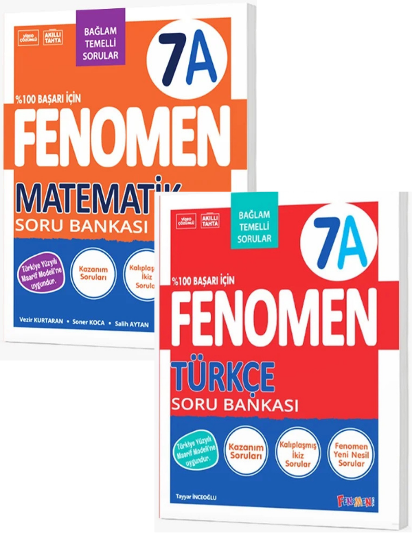 2027 7.Sınıf MATEMATİK A-TÜRKÇE A Kolay Orta Seviye %100 Marif Yeni Müfredat Soru Bankası Seti - FENOMEN OKUL YAYINLARI kitap kapağı