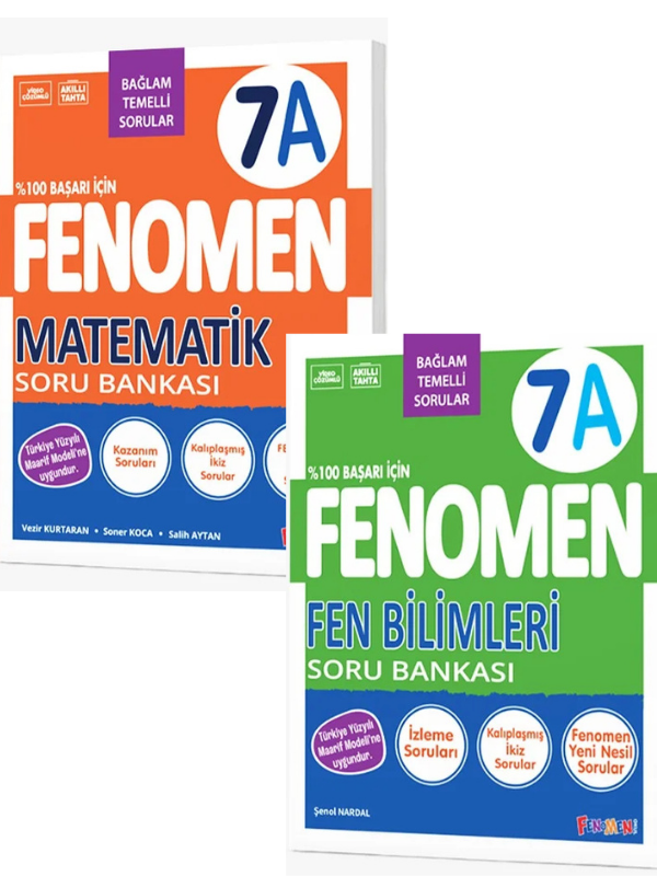 2027 7.Sınıf MATEMATİK A-FEN BİLİMLERİ A Kolay Orta Seviye %100 Marif Yeni Müfredat Soru Bankası Seti - FENOMEN OKUL YAYINLARI kitap kapağı