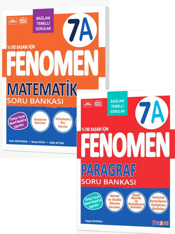 2027 7.Sınıf MATEMATİK A-PARAGRAF A Kolay Orta Seviye %100 Marif Yeni Müfredat Soru Bankası Seti - FENOMEN OKUL YAYINLARI kitap kapağı