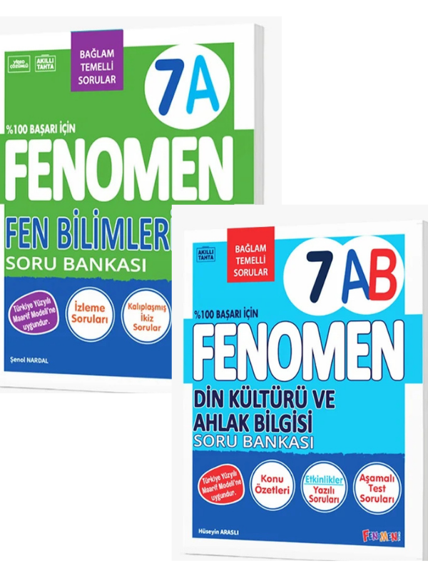 2027 7.Sınıf FEN BİLİMLERİ A-DİN KÜLTÜRÜ AB Kolay Orta Seviye %100 Marif Yeni Müfredat Soru Bankası Seti - FENOMEN OKUL YAYINLARI kitap kapağı