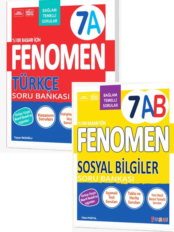 2027 7.Sınıf TÜRKÇE A-SOSYAL BİLGİLER AB Kolay Orta Seviye %100 Marif Yeni Müfredat Soru Bankası Seti - FENOMEN OKUL YAYINLARI kitap kapağı
