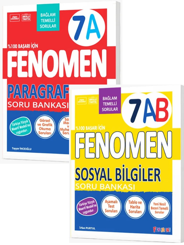 2027 7.Sınıf PARAGRAF A-SOSYAL BİLGİLER AB Kolay Orta Seviye %100 Marif Yeni Müfredat Soru Bankası Seti - FENOMEN OKUL YAYINLARI kitap kapağı