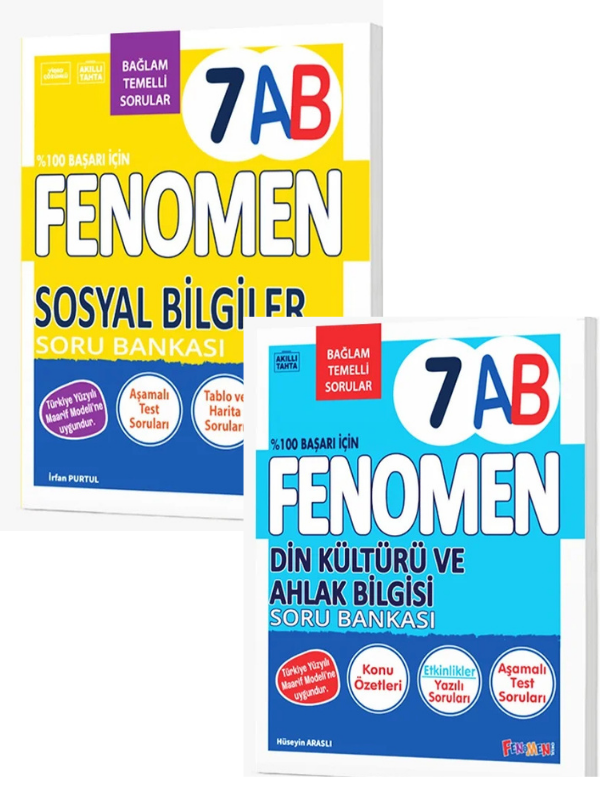 2027 7.Sınıf SOSYAL BİLGİLER AB-DİN KÜLTÜRÜ AB Kolay Orta İleri Seviye %100 Marif Yeni Müfredat Soru Bankası Seti - FENOMEN OKUL YAYINLARI kitap kapağı