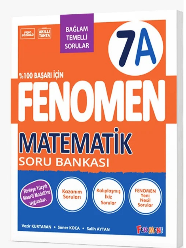 2027 7.Sınıf MATEMATİK A Kolay Orta Seviye %100 Marif Yeni Müfredat Soru Bankası(YENİ ÜRÜN) - FENOMEN OKUL YAYINLARI kitap kapağı