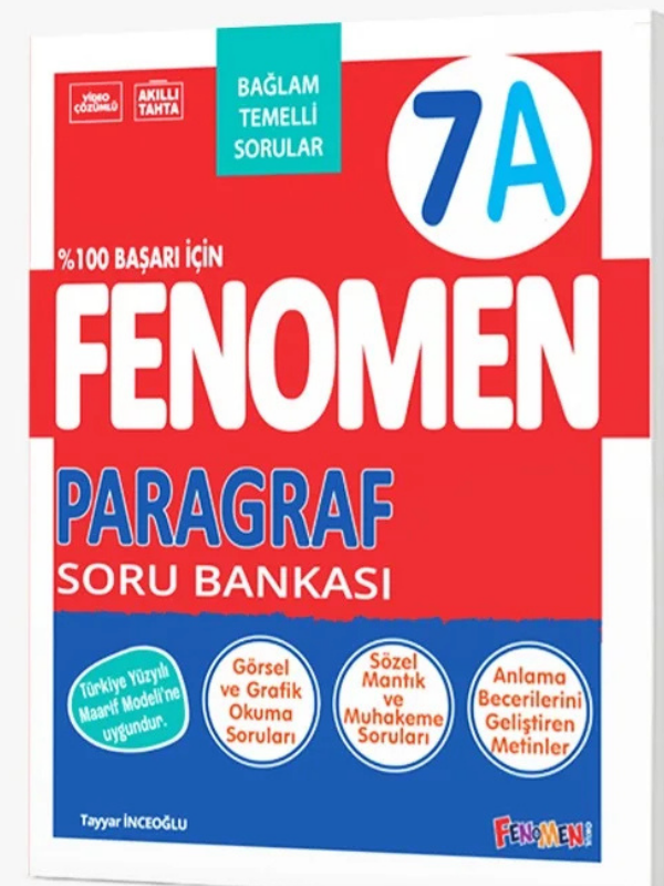 2027 7.Sınıf 7A PARAGRAF Bağlam Temelli %100 Maarif Yüzyıl Yeni Müfredat Soru Bankası Kolay-Orta - FENOMEN OKUL YAYINLARI kitap kapağı