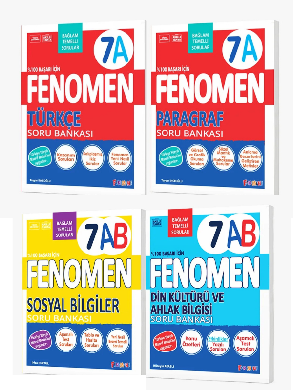 2027 7.Sınıf TÜRKÇE A--PARAGRAF A-SOSYAL AB-DİN AB %100 Marif Yeni Müfredat Soru Bankası Seti - FENOMEN OKUL YAYINLARI kitap kapağı