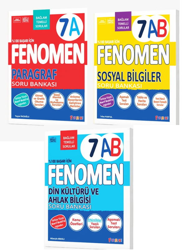 2027 7.Sınıf PARAGRAF A-DİN AB-SOSYAL AB %100 Marif Yeni Müfredat Soru Bankası Seti(3 KİTAP) - FENOMEN OKUL YAYINLARI kitap kapağı