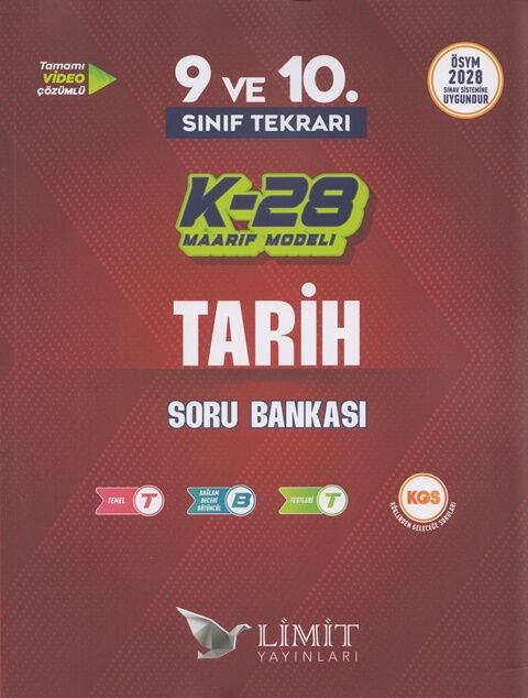 Limit Yayınları TYT 9 ve 10. Sınıf Tekrarı Tarih K-28 Maarif Model Soru Bankası - Limit Yayınları kitap kapağı
