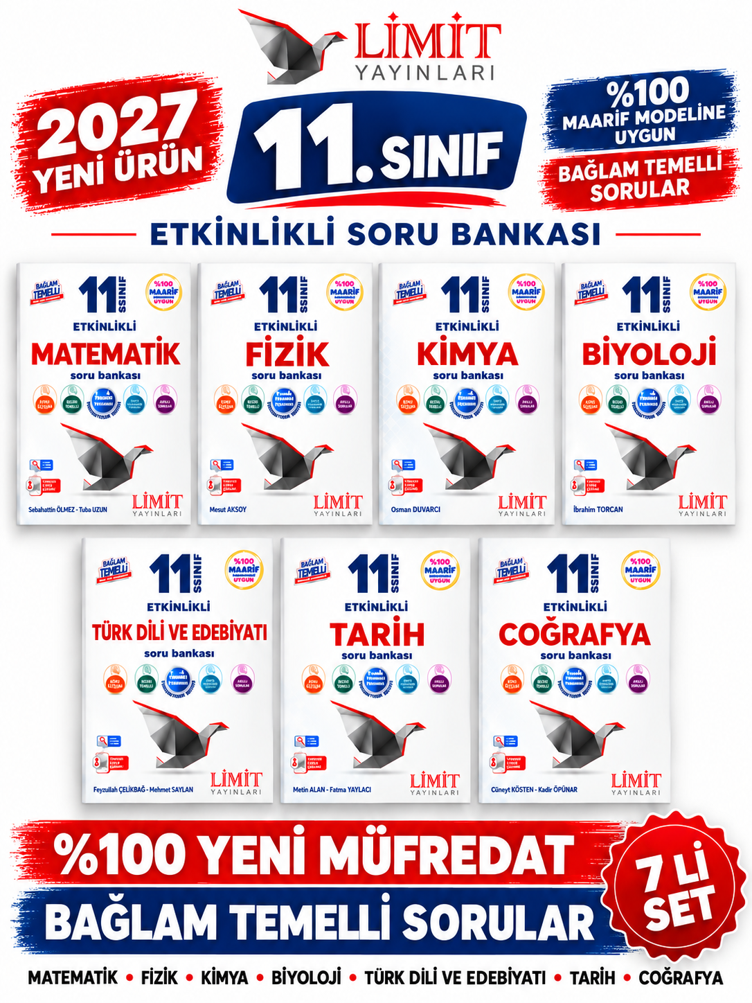 Limit Yayınları Limit 2027 11.Sınıf Tüm Dersler (M-F-K-B-T-C-E)%100 YENİ MÜFREDAT Etkinlikli Soru Bankası Set(Yeni Ürün) - Limit Yayınları kitap kapağı