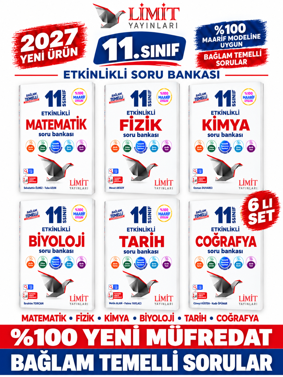 Limit Yayınları Limit 2027 11.Sınıf 6 Kitap (M-F-K-B-T-C-)%100 YENİ MÜFREDAT Etkinlikli Soru Bankası Set(Yeni Ürün) - Limit Yayınları kitap kapağı