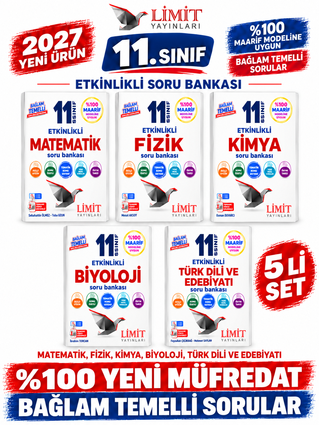 Limit Yayınları Limit 2027 11.Sınıf 5 Kitap (M-F-K-B-E)%100 YENİ MÜFREDAT Etkinlikli Soru Bankası Set(Yeni Ürün) - Limit Yayınları kitap kapağı