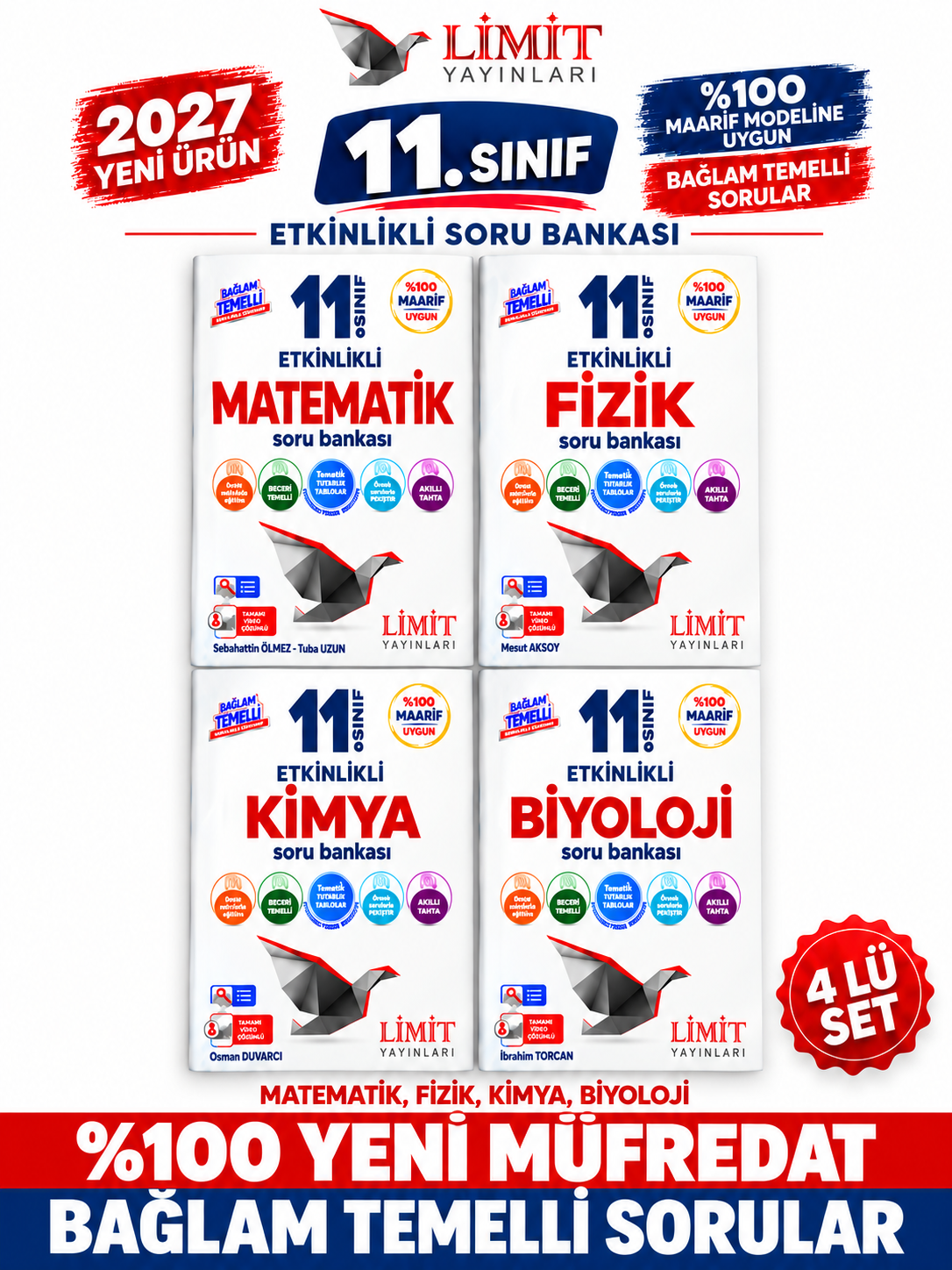 Limit Yayınları Limit 2027 11.Sınıf Matematik-Fizik-Kimya-Biyoloji(4 Kitap )%100 YENİ MÜFREDAT Etkinlikli Soru Bankası Set(Yeni Ürün) - Limit Yayınları kitap kapağı