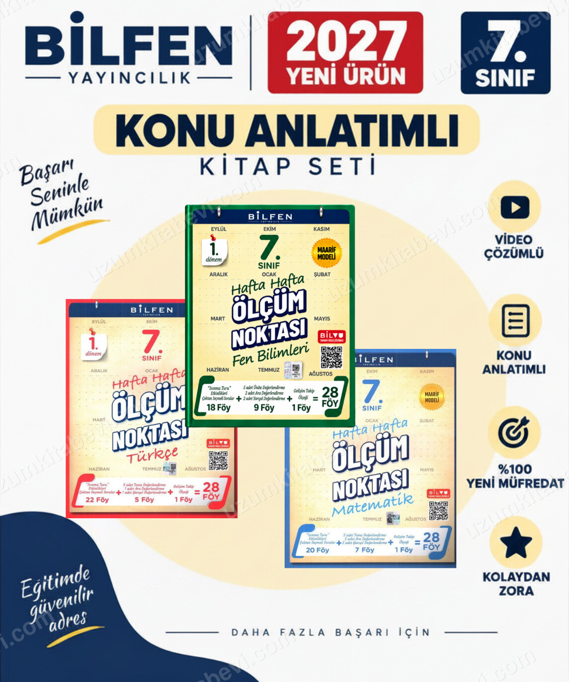 Bilfen Yayıncılık Bilfen 7.Sınıf Ölçüm noktası 2027 Matematik -Fen-Türkçe %100 MAARİF Model Bağlamsal Soru Bankası Seti - Bilfen Yayıncılık kitap kapağı