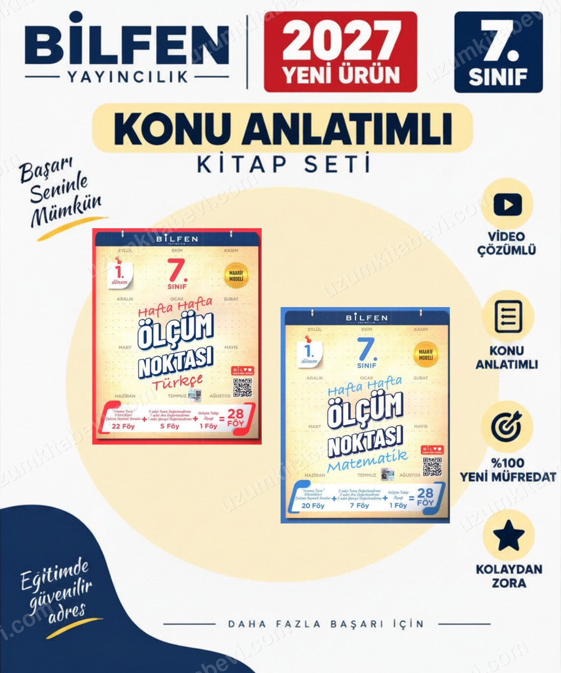 Bilfen Yayıncılık Bilfen 7.Sınıf Ölçüm noktası 2027 Matematik-Türkçe %100 MAARİF Model Bağlamsal Soru Bankası Seti - Bilfen Yayıncılık kitap kapağı