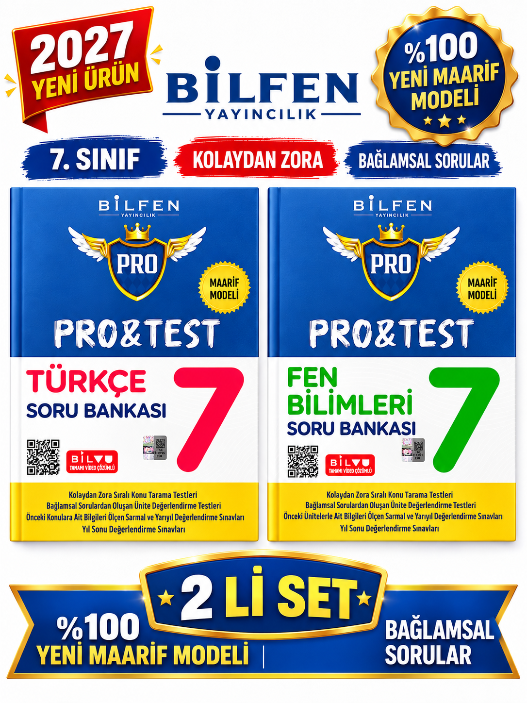 Bilfen Yayıncılık Bilfen 7.Sınıf Protest 2027 Fen-Türkçe %100 MAARİF Model Bağlamsal Soru Bankası Seti - Bilfen Yayıncılık kitap kapağı