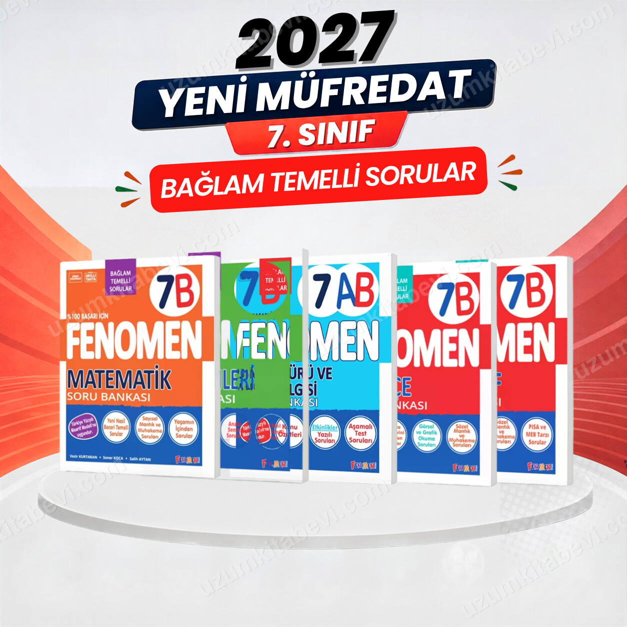 Fenomen Okul Yayınları 2027 7.Sınıf 7B MAT- 7B TÜRKÇE-7B FEN-7B PARAGRAF -7AB DİN Yeni Müfredat Soru Bankası Seti(5 KİTAP) - FENOMEN OKUL YAYINLARI kitap kapağı