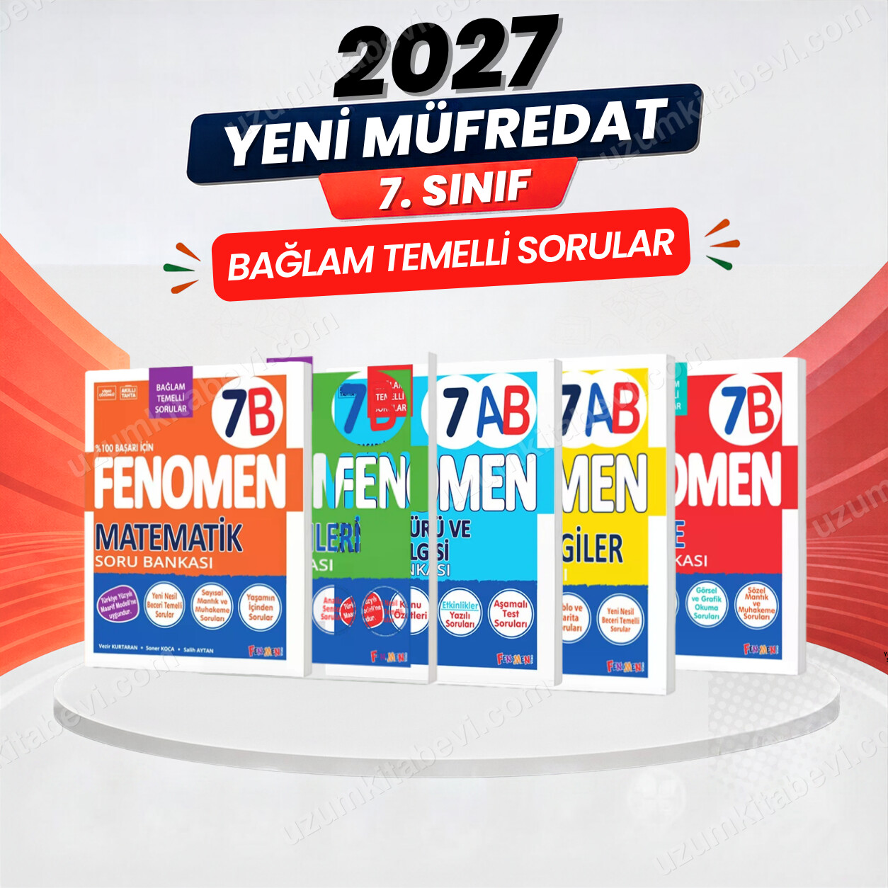 Fenomen Okul Yayınları 2027 7.Sınıf 7A MAT- 7B TÜRKÇE-7B FEN-7AB SOSYAL -7AB DİN Yeni Müfredat Soru Bankası Seti(5 KİTAP) - FENOMEN OKUL YAYINLARI kitap kapağı