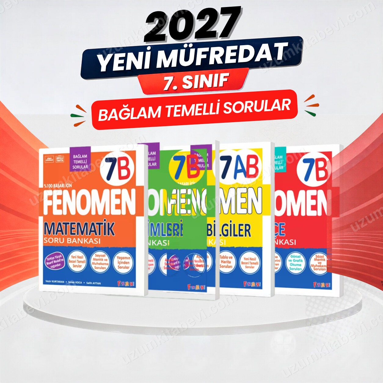 Fenomen Okul Yayınları 2027 7.Sınıf 7B MATEMATİK- 7B TÜRKÇE-7B FEN-7AB SOSYAL -Yeni Müfredat Soru Bankası Seti(4 KİTAP) - FENOMEN OKUL YAYINLARI kitap kapağı