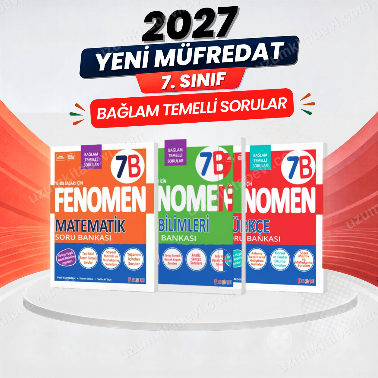 Fenomen Okul Yayınları 2027 7.Sınıf 7B MATEMATİK- 7B TÜRKÇE-7B FEN BİLİMLERİ Maarif Yeni Müfredat Soru Bankası Seti(3 KİTAP) - FENOMEN OKUL YAYINLARI kitap kapağı