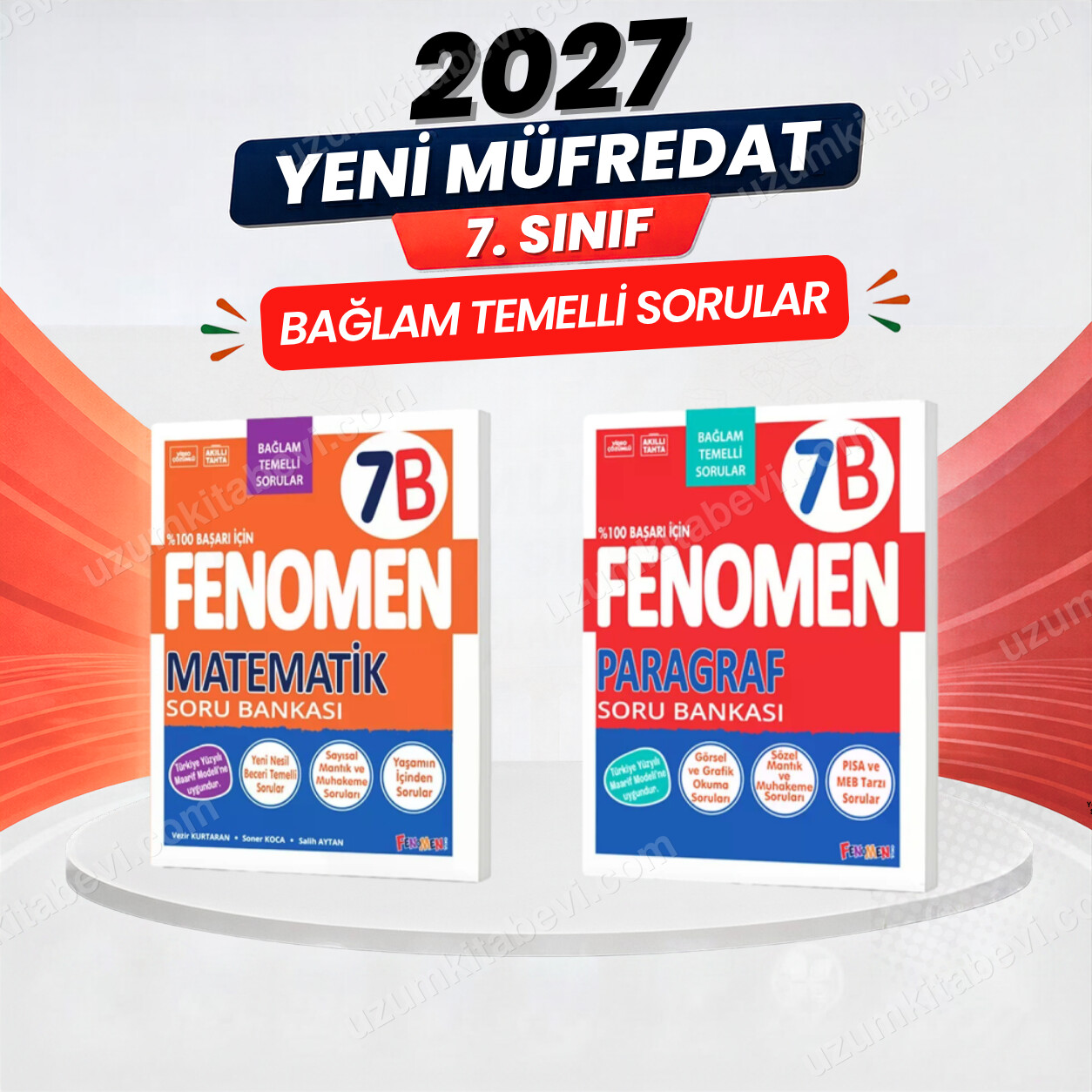 Fenomen Okul Yayınları 2027 7.Sınıf 7B MATEMATİK- 7B PARAGRAF Maarif Yeni Müfredat Soru Bankası Seti(2 KİTAP)(Orta-Zor) - FENOMEN OKUL YAYINLARI kitap kapağı