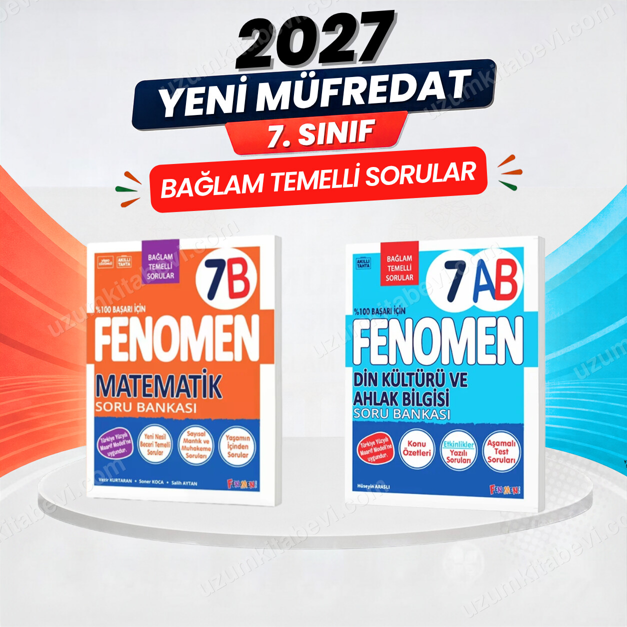 Fenomen Okul Yayınları 2027 7.Sınıf 7B MATEMATİK- 7AB DİN KÜLTÜRÜ Maarif Yeni Müfredat Soru Bankası Seti(2 KİTAP)(Orta-Zor) - FENOMEN OKUL YAYINLARI kitap kapağı