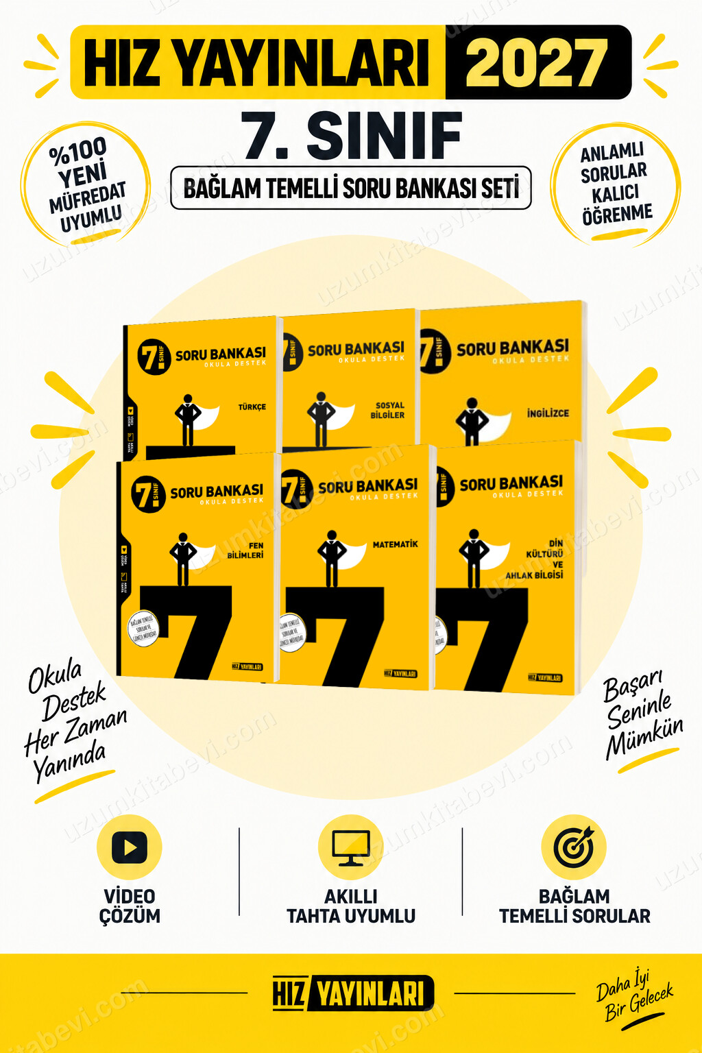 Hız Yayınları Hız 2027 7.Sınıf Mat-Tür-Fen-Sos-İng-Din %100 Maarif Yeni Müfredat Beceri Temelli Soru Bankası Seti - Hız Yayınları kitap kapağı